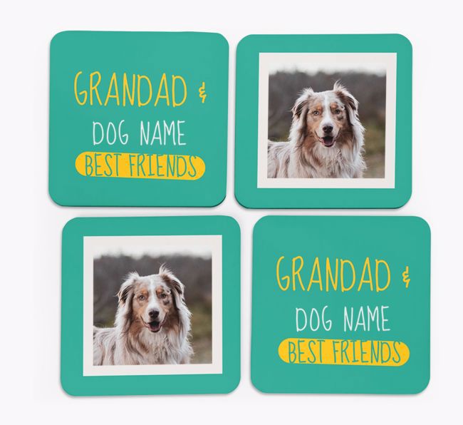 'Grandad's Best Friend' with {breedFullName} Photo Coasters in Set of 4